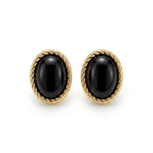 Brinco Preto Esmaltado Curto