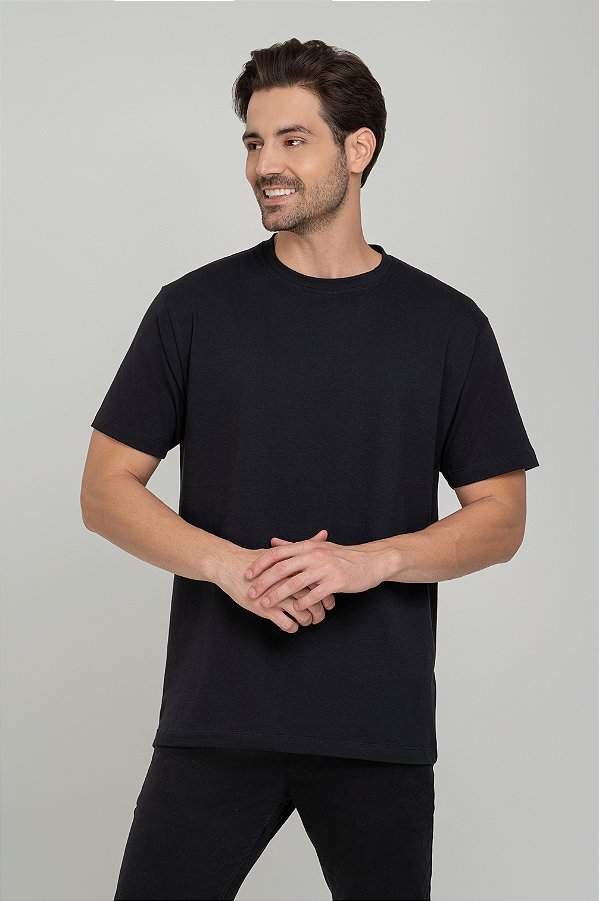 Camiseta Masculina de Algodão Egípcio Preta