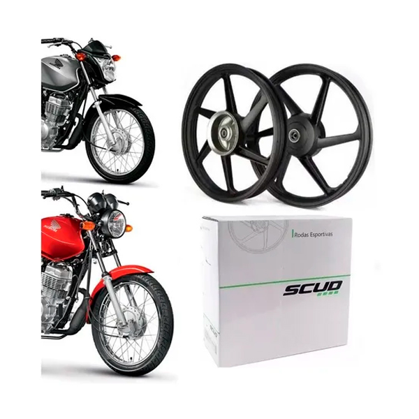 Par de Rodas Liga Scud Fan 125 2009/2019 Ks Preta 6 Pontas