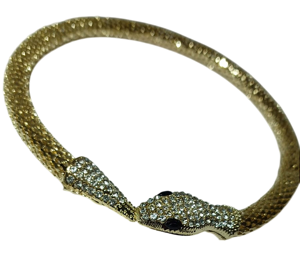 Colar de Cobra Dourado Serpente Choker com Strass