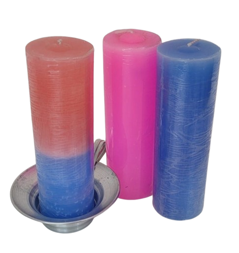 Kit 3 Velas de 7 Dias + Castiçal de Vela