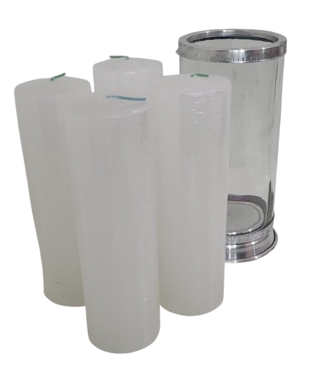 Kit 4 Velas 7 dias Branca + Copo de Vela
