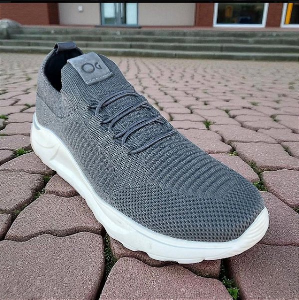 TÊNIS OG EM TRICOT CINZA ESPORTIVO