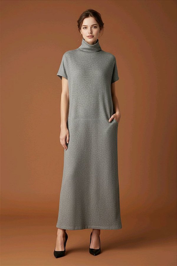 VESTIDO CONFORT EM TRICOT COM BOLSOS