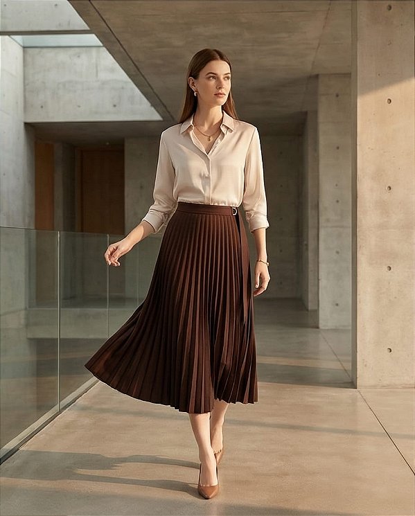 SAIA PLISSADA EM TRICOT COM REGULADOR