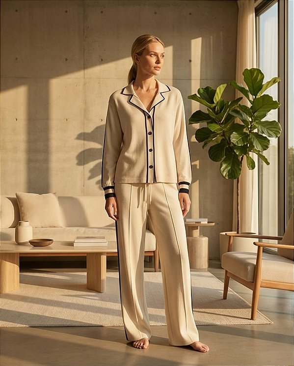 CONJUNTO CONFORT EM TRICOT (CALÇA E CAMISA)