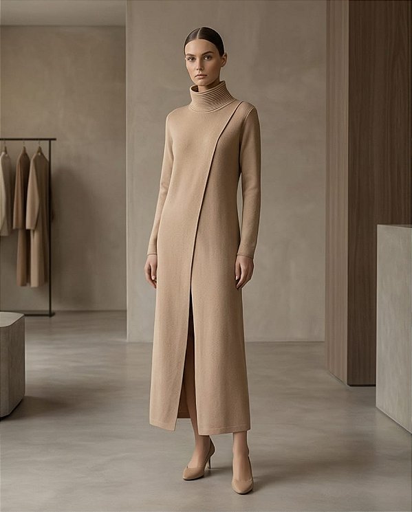 MAXI CAPA EM TRICOT TRANSPASSADA (BEGE)