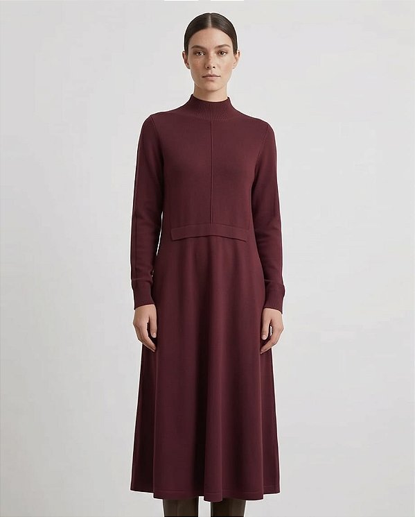 VESTIDO CONFORT EVASÊ DRAPEADO (CHERRY)