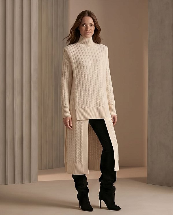 MAXI BLUSA SOBR-POSIÇÃO EM TRICOT ( OFF-WHITE)