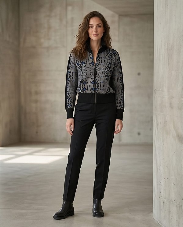 BOMBER JACQUARD DOLLS EM TRICOT ( CINZA)