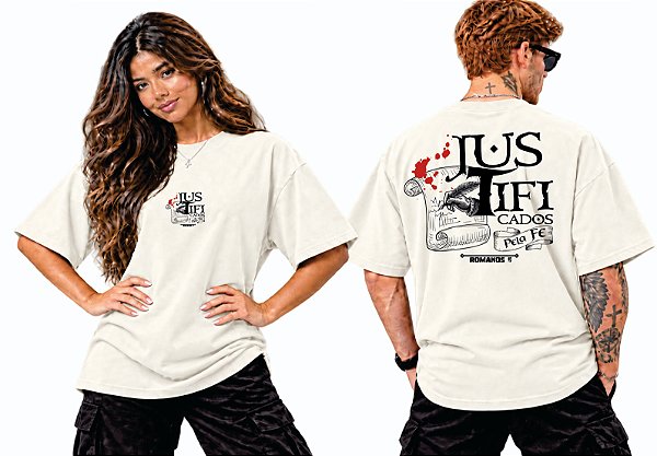 Camiseta Oversized Justificados Pela Fé — Romanos 5 | DSL Wear