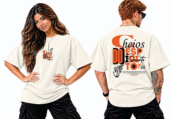 Camiseta Oversized Cheios do Espírito Santo — Lucas 24:49 | DSL Wear