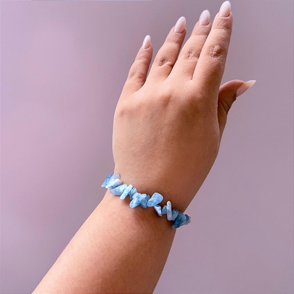 Pulseira de Água-Marinha – Pedra Natural para Calma, Intuição e Alívio da Ansiedade