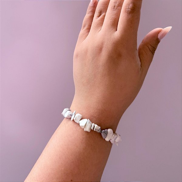 Pulseira de Howlita – Pedra Natural para Paz Interior, Calma e Redução de Medos e Ansiedade