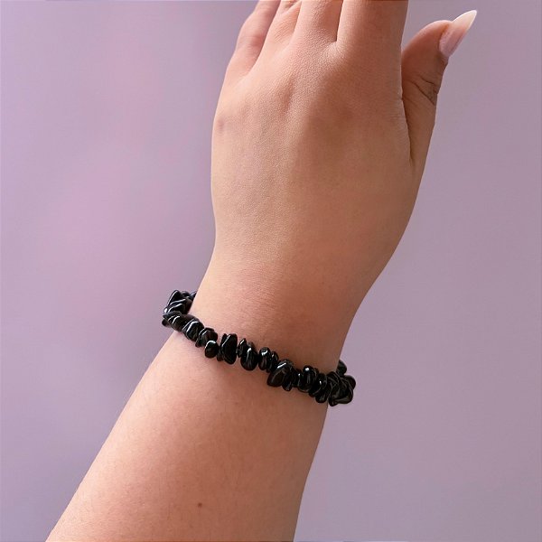 Pulseira de Turmalina Negra – Pedra Natural Cristal de Proteção e Enraizamento