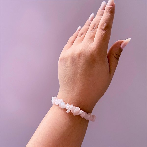 Pulseira de Quartzo Rosa - Pedra Natural Cristal do Amor