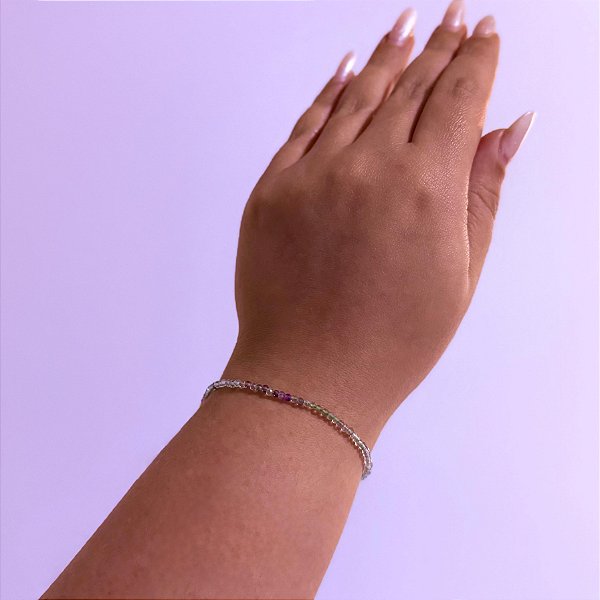 Pulseira de Fluorita 2mm Multifacetada - Pedra Natural