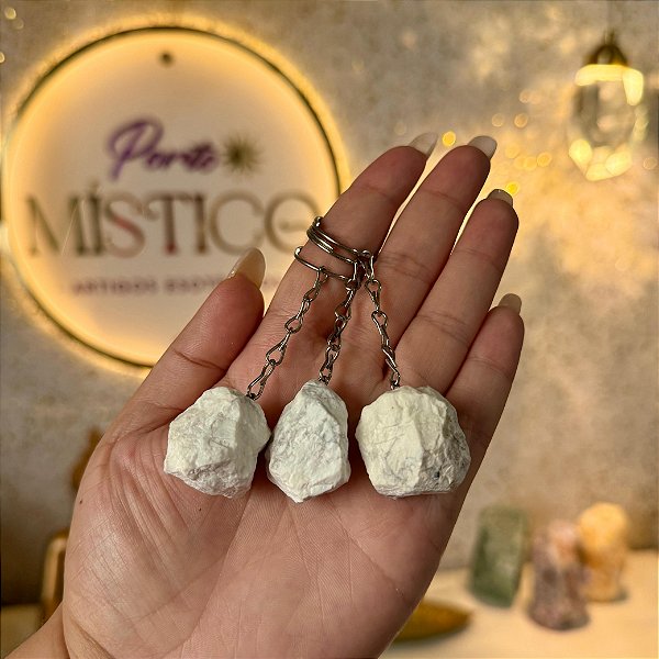 Chaveiro de Howlita Bruta – Paz Mental, Ansiedade e Clareza Emocional