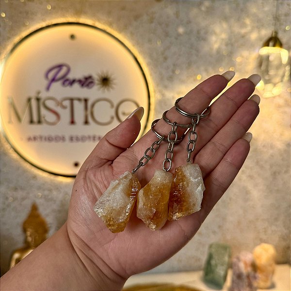 Chaveiro de Ametista Queimada "Citrino" - Design Elegante e Brilho Único
