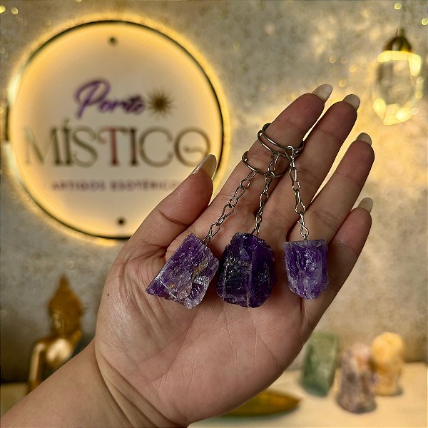 Chaveiro de Ametista Bruta – Intuição, Proteção e Serenidade