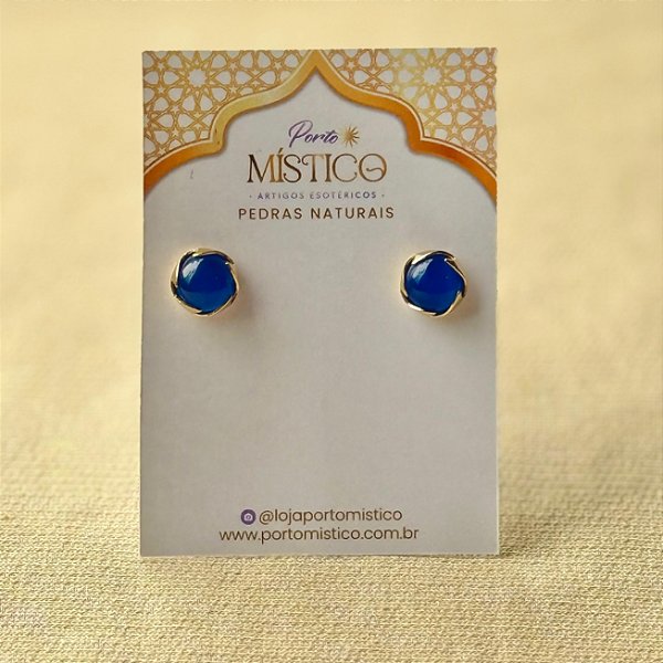 Brinco Meia Esfera de Sodalita – Pedra Natural