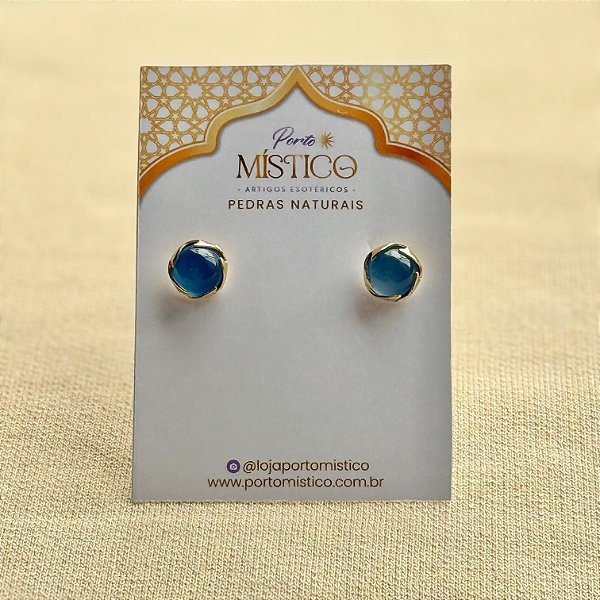 Brinco Meia Esfera de Água-Marinha – Pedra Natural