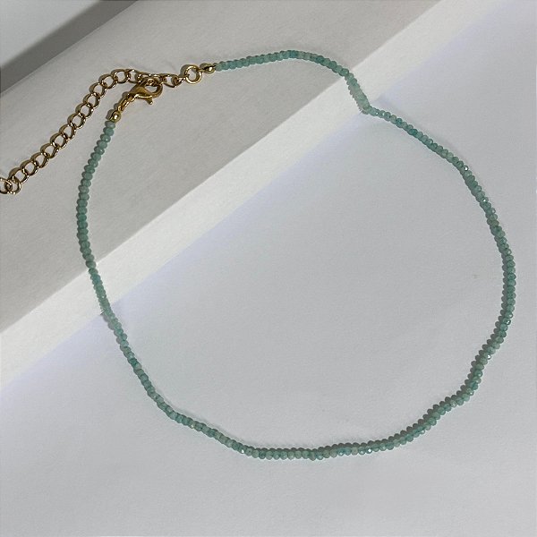 Colar de Amazonita 2mm Multifacetado – Pedra Natural