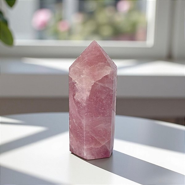 Ponta Polida de Quartzo Rosa – Qualidade Excelente