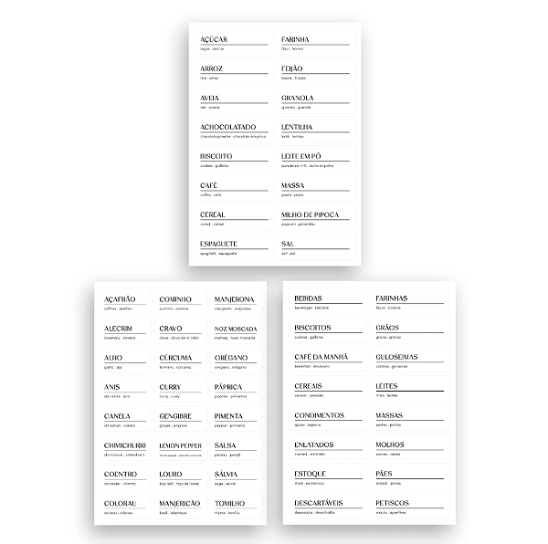 Etiquetas Adesivas para Tempero e Mantimento Ou EA100 - Branco