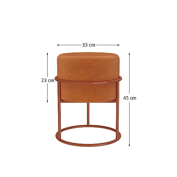 Puff Redondo Argola Ferro Aço Carbono Terra Cota