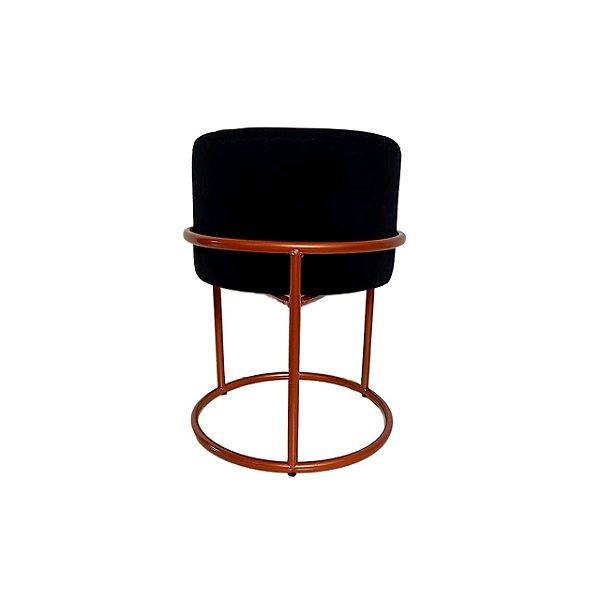 Puff Redondo Iron  Base argola Cobre Preto