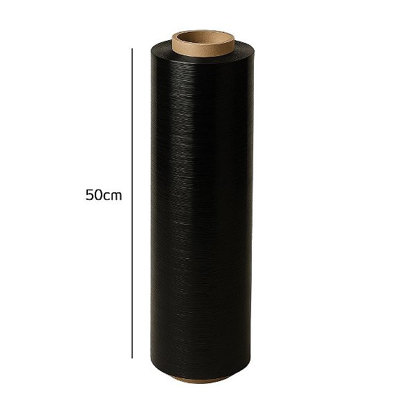 Bobina de Filme Strech Preto 50cm x 2kg 0,025 micras
