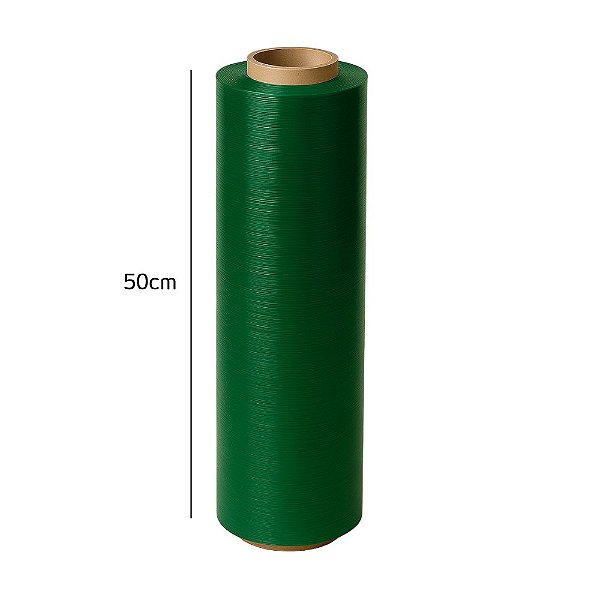 Bobina de Filme Strech Verde 50cm x 2kg 0,025 micras