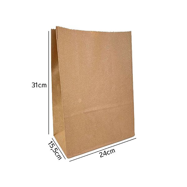Saco Kraft Delivery G 24x15,5x31cm com 50 Unidades