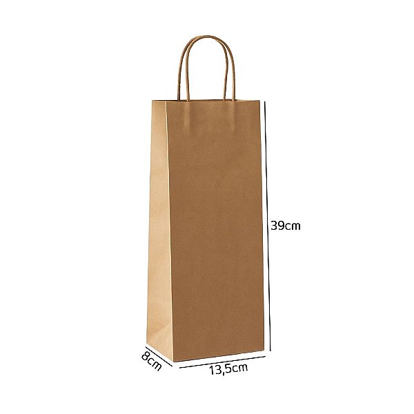 Sacola de Papel Kraft P/ Vinho 13,5x8x39