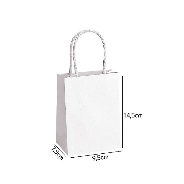 Sacola de Papel Branca PP 9,5x7,5x14,5