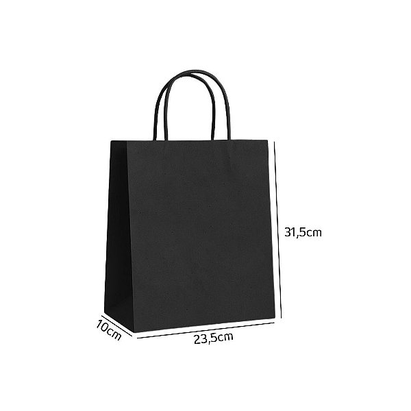 Sacola de Papel Preta M 23,5x10x31,5