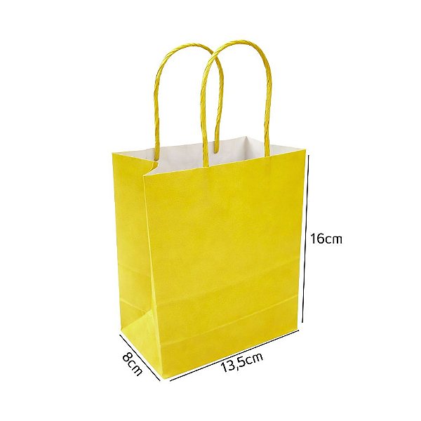 Sacola de Papel Amarela Mini 13,5x8x16