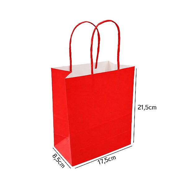 Sacola de Papel Vermelha P 17,5x8,5x21,5