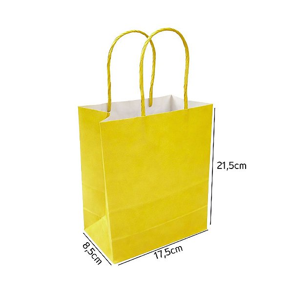 Sacola de Papel Amarela P 17,5x8,5x21,5