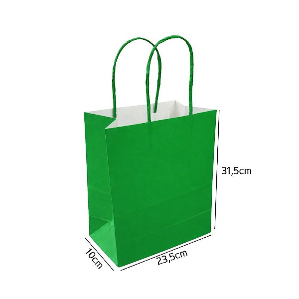 Sacola de Papel Verde M 23,5x10x31,5
