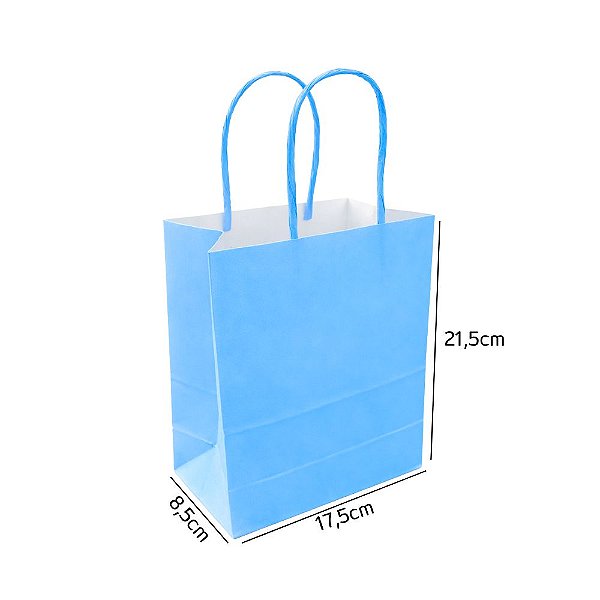 Sacola de Papel Azul Céu P 17,5x8,5x21,5