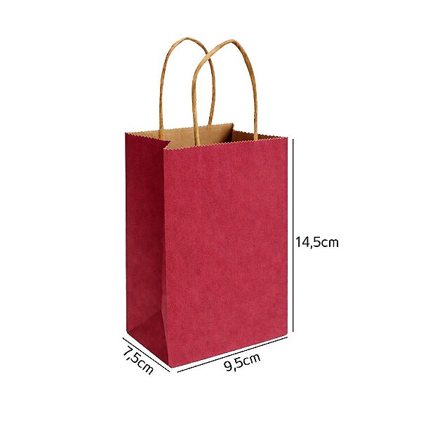 Sacola de Papel Kraft Vermelha PP 9,5x7,5x14,5