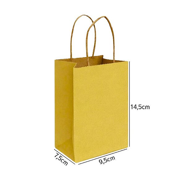 Sacola de Papel Kraft Amarelo PP 9,5x7,5x14,5