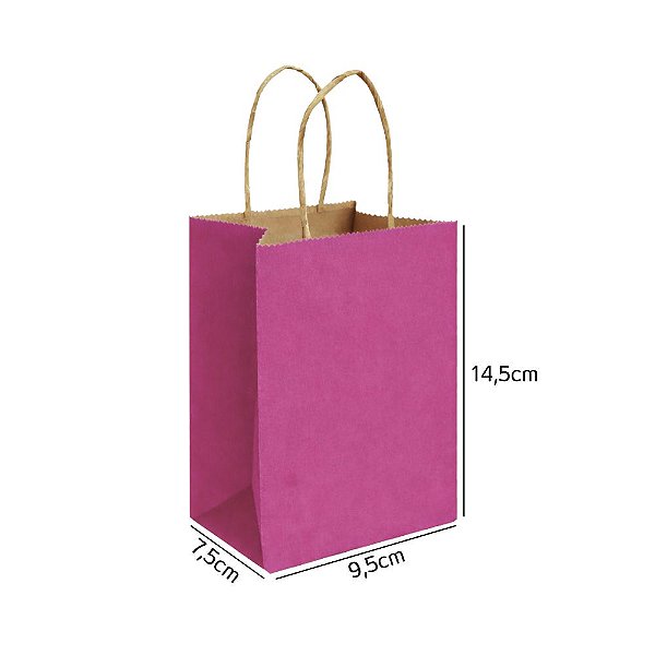 Sacola de Papel Kraft Pink PP 9,5x7,5x14,5