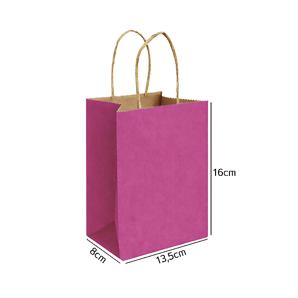 Sacola de Papel Kraft Pink Mini 13,5x8x16