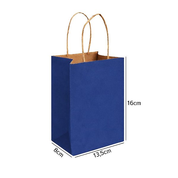 Sacola de Papel Kraft Azul Bic Mini 13,5x8x16