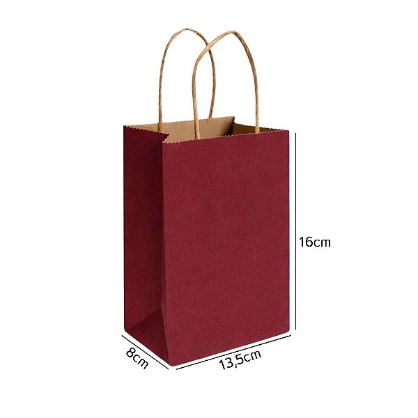Sacola de Papel Kraft Marsala Mini 13,5x8x16