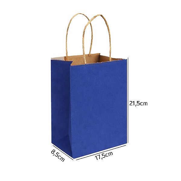 Sacola de Papel Kraft Azul Bic P 17,5x8,5x21,5