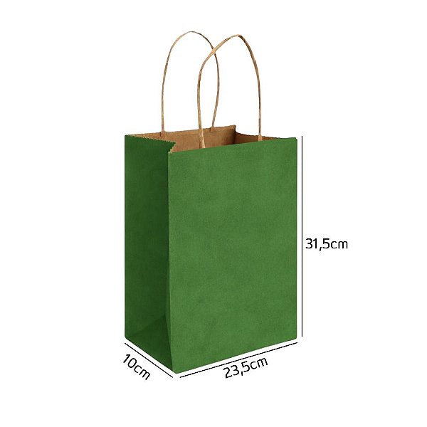 Sacola de Papel Kraft Verde M 23,5x10x31,5